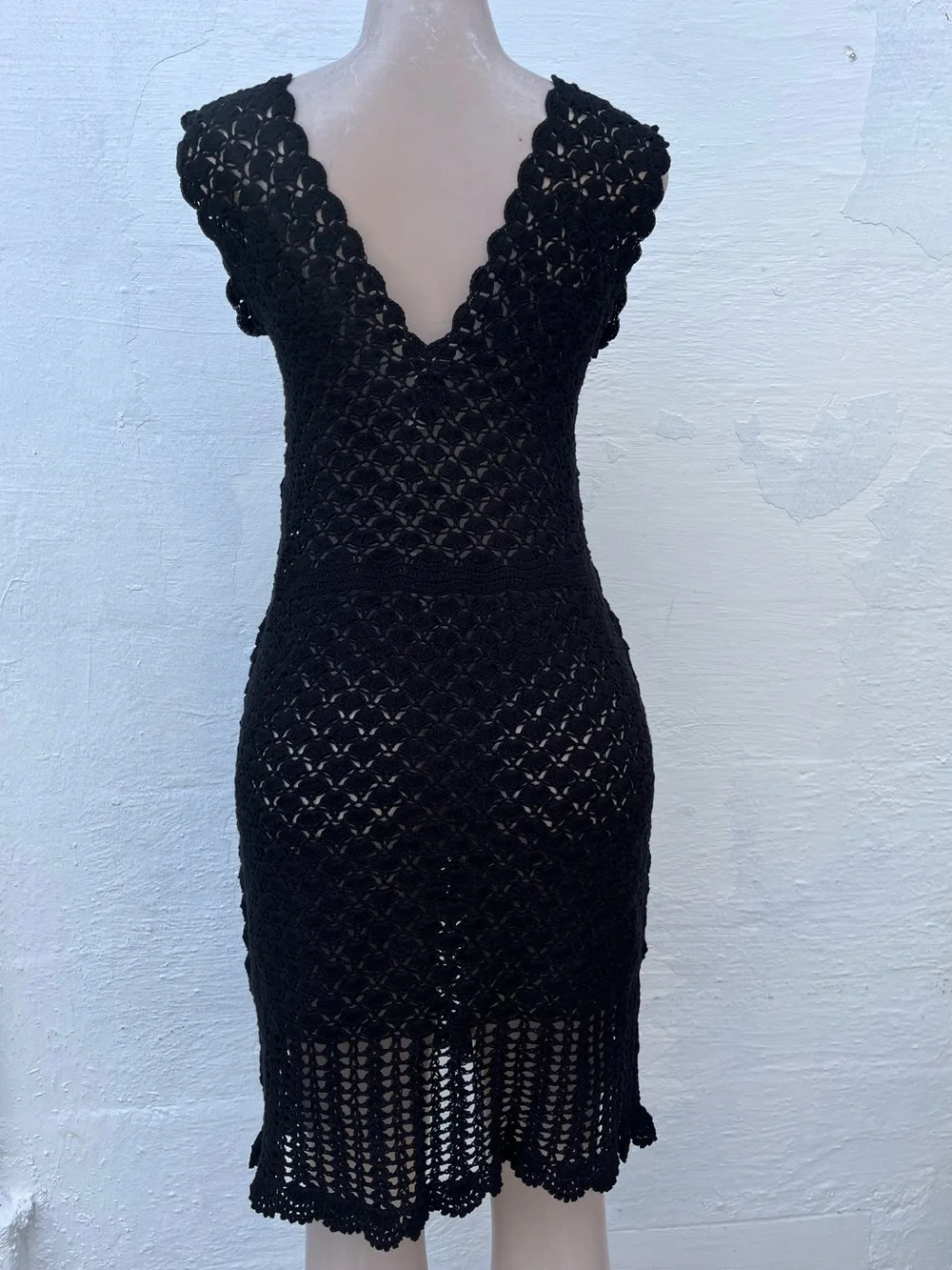 Helen Jon Black Crochet cover up and String Bikini Bottom - Picture 7 of 11